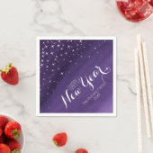 Happy Neujahr Sternennacht lila Servietten (Beispiel)