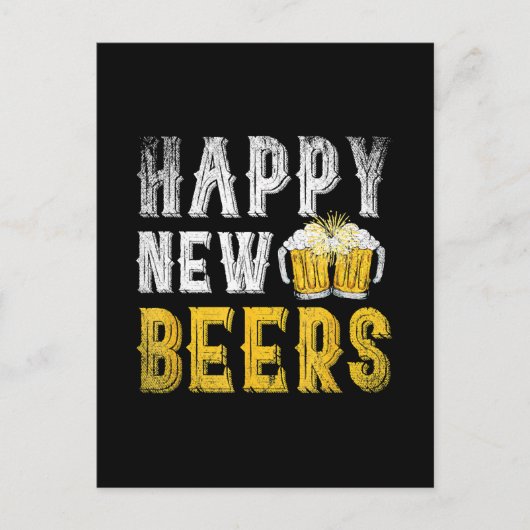 Happy New Beers Party Postkarte (Vorderseite)