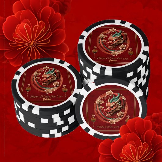 Happy new chinese dragon year pokerchips
