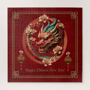 Happy new chinese dragon year puzzle