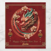Happy new chinese dragon year weinetikett (Einzelnes Label)