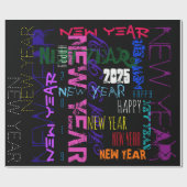 Happy New custom Year Pop Colors Wrapping Paper Geschenkpapier (Flach)