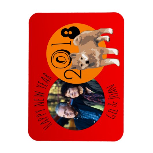 Happy New Dog Year 2018 Frame Foto Magnet (Vertikal)