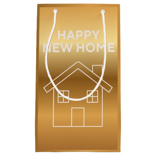 Happy New Home - Gold Gradient background  Kleine Geschenktüte (Vorderseite)
