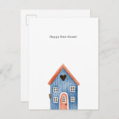 Happy New Home Quote Blue House Illustration Card Postkarte (Vorne/Hinten)