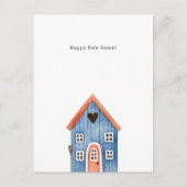 Happy New Home Quote Blue House Illustration Card Postkarte (Vorderseite)