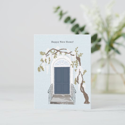 Happy New Home Quote House Illustration Card Postkarte (Stehend Vorderseite)