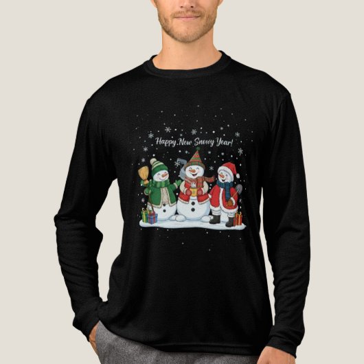 Happy New Snowy Year 2026 Snowmen Winter Unisex Tri-Blend Shirt (Vorderseite)