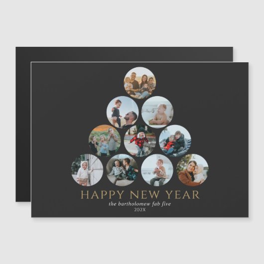 Happy New Year 10 Fotos Magnet Schwarz (Vorne/Hinten)