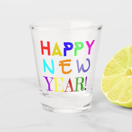 Happy New Year 1.5 oz Shot Glass Schnapsglas (Vorderseite)