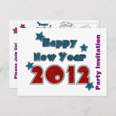 Happy New Year 2012 Party Einladung Template (Vorne/Hinten)