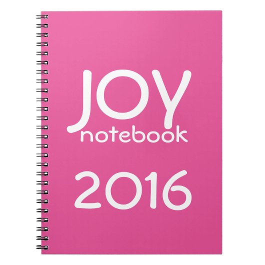 Happy New Year 2016 JOY Notebook Pink White Notizblock (Vorderseite)