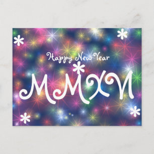 Happy New Year 2016 Stars Light Roman Numeral Feiertagspostkarte