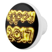 Happy New Year 2017 Black Shiny Gold Lights Knob Keramikknauf (Rechts)
