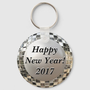 Happy New Year 2017 Fun Disco Mirrorball Schlüssel Schlüsselanhänger