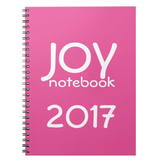 Happy New Year 2017 JOY Notebook Pink White Notizblock (Vorderseite)