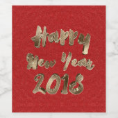 Happy New Year 2018 Elegant Red Gold Typografie Weinetikett (Einzelnes Label)