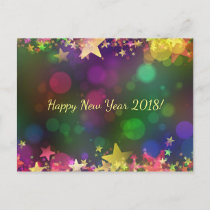 Happy New Year 2018 Konfetti Sterne Postkarte