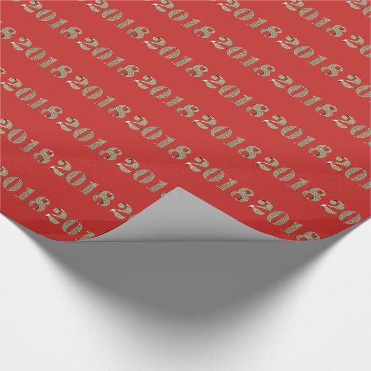 Happy New Year 2018 Red and Gold Numbers Chic Geschenkpapier (Ecke)