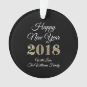 Happy New Year 2018 Schwarz-weiß Gold Elegant Ornament (Vorderseite)