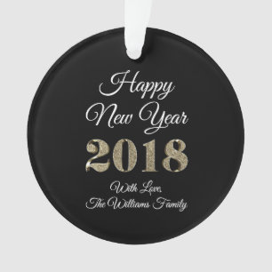 Happy New Year 2018 Schwarz-weiß Gold Elegant Ornament