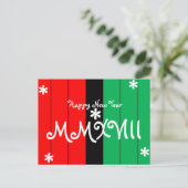 Happy New Year 2018 Striped Kwanzaa Colors Feiertagspostkarte (Stehend Vorderseite)