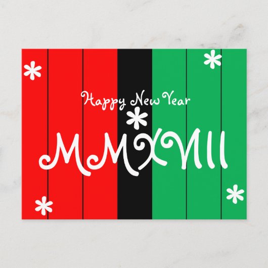 Happy New Year 2018 Striped Kwanzaa Colors Feiertagspostkarte (Vorderseite)