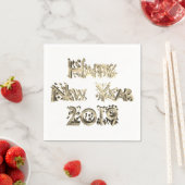 Happy New Year 2019 Elegant Imitats Gold Typografi Serviette (Beispiel)