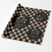 Happy New Year 2019 Elegante Black and Gold Clover Geschenkpapier (Ungerollt)
