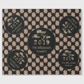 Happy New Year 2019 Elegante Black and Gold Clover Geschenkpapier (Flach)