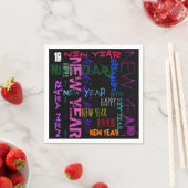 Happy New Year 2019 Pop Colors Paper Napkin Serviette (Beispiel)
