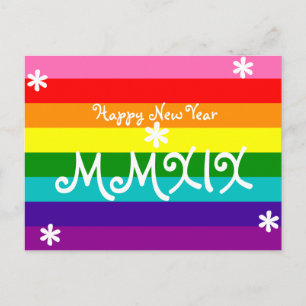 Happy New Year 2019 Rainbow LGBT Roman Numeral Feiertagspostkarte