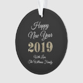 Happy New Year 2019 Schwarz-weiß Gold Elegant Ornament (Vorderseite)