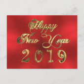 Happy New Year 2019 Script Red and Gold Chic Postkarte (Vorderseite)