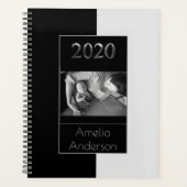 Happy New Year 2020 Black and Silver Gray Elegant Planer (Vorderseite)