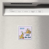 Happy New Year 2021 Chipmunks Cartoon Magnet (In Situ (Geschirrspüler))