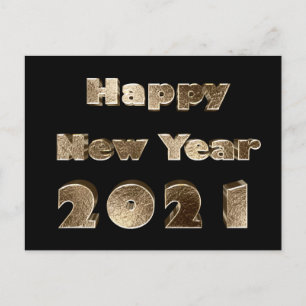 Happy New Year 2021 Gold Look Chic Elegant Feiertagspostkarte