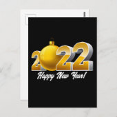 Happy New Year 2022 Design mit Gold Glass Ball Postkarte (Vorne/Hinten)