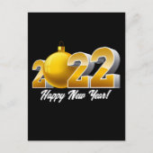 Happy New Year 2022 Design mit Gold Glass Ball Postkarte (Vorderseite)