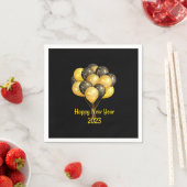 Happy New Year 2023 Black and Gold Balloons (Schwa Serviette (Beispiel)