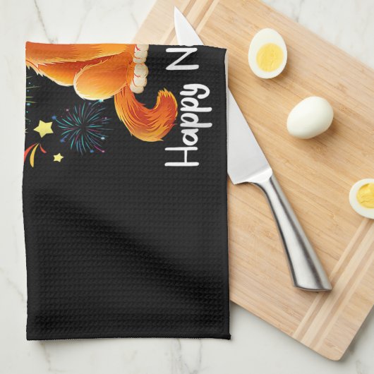 Happy New Year 2023 Funny Happy Meow Year Cat Lieb Geschirrtuch (Viertel Falte)