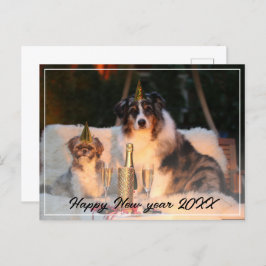 Happy New Year 2023 Hund Foto Script Holiday Feiertagspostkarte