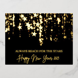 Happy New Year 2023 Reach for the Stars Real Folien Feiertagspostkarte