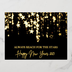 Happy New Year 2023 Reach for the Stars Real Folien Feiertagspostkarte