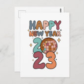 Happy New Year 2023 Vintag Retro Postkarte (Vorne/Hinten)