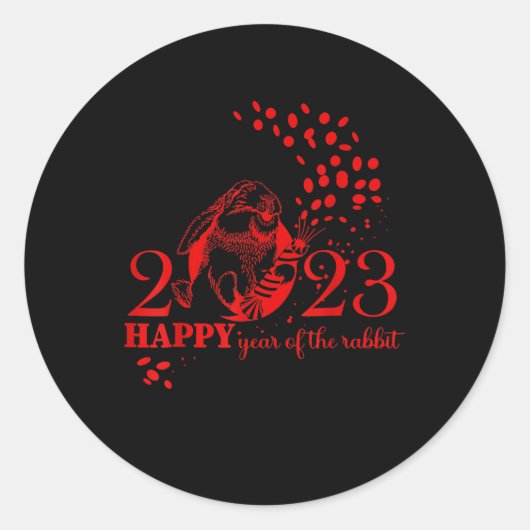 Happy New Year 2023 Year Of The Rabbit Zodiac Sign Runder Aufkleber (Vorderseite)