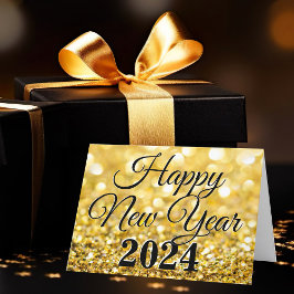Happy New Year 2024 Chic Custom Gold Business Feiertagskarte