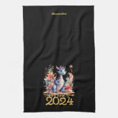 Happy New Year 2024 Chinesischen Drachen Wasserfar Geschirrtuch (Vertikal)