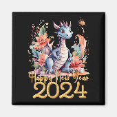 Happy New Year 2024 Chinesischen Drachen Wasserfar Magnet (Vorne)