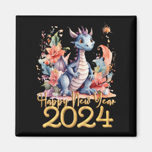 Happy New Year 2024 Chinesischen Drachen Wasserfar Magnet